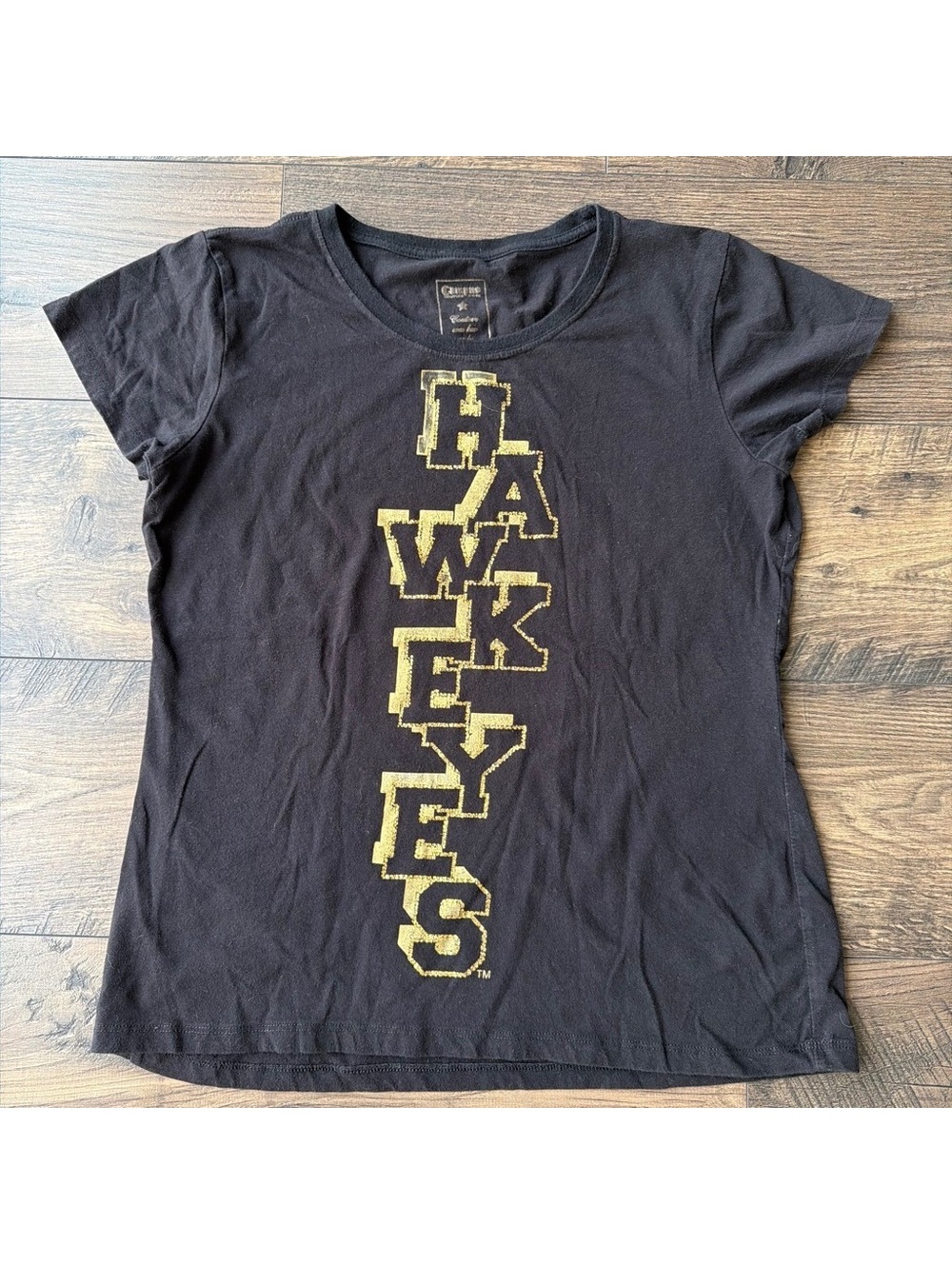 Women's Black Hawkeyes Graphic T-Shirt Size XL Cotton Spandex Blend